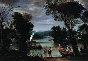 Gian  Battista Viola Landscape with a River and Boats oil painting reproduction